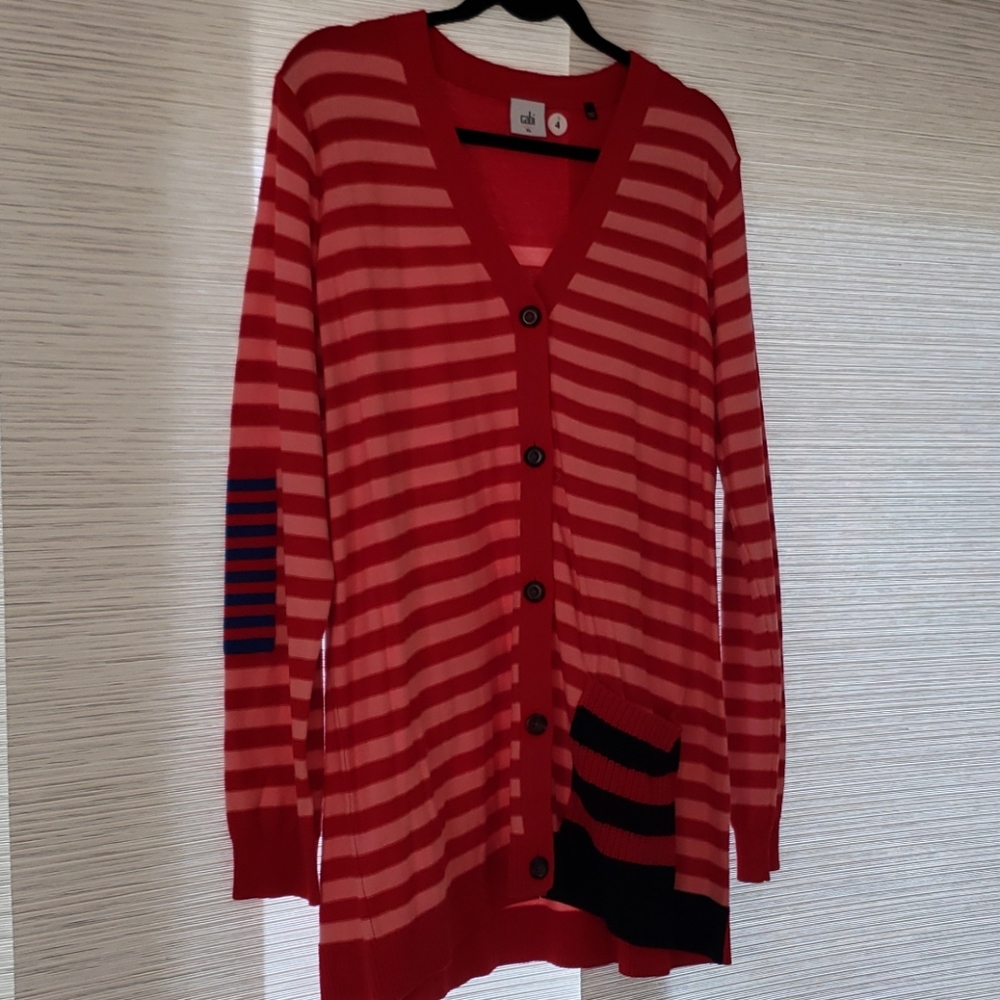 Cabi red and pink cardigan